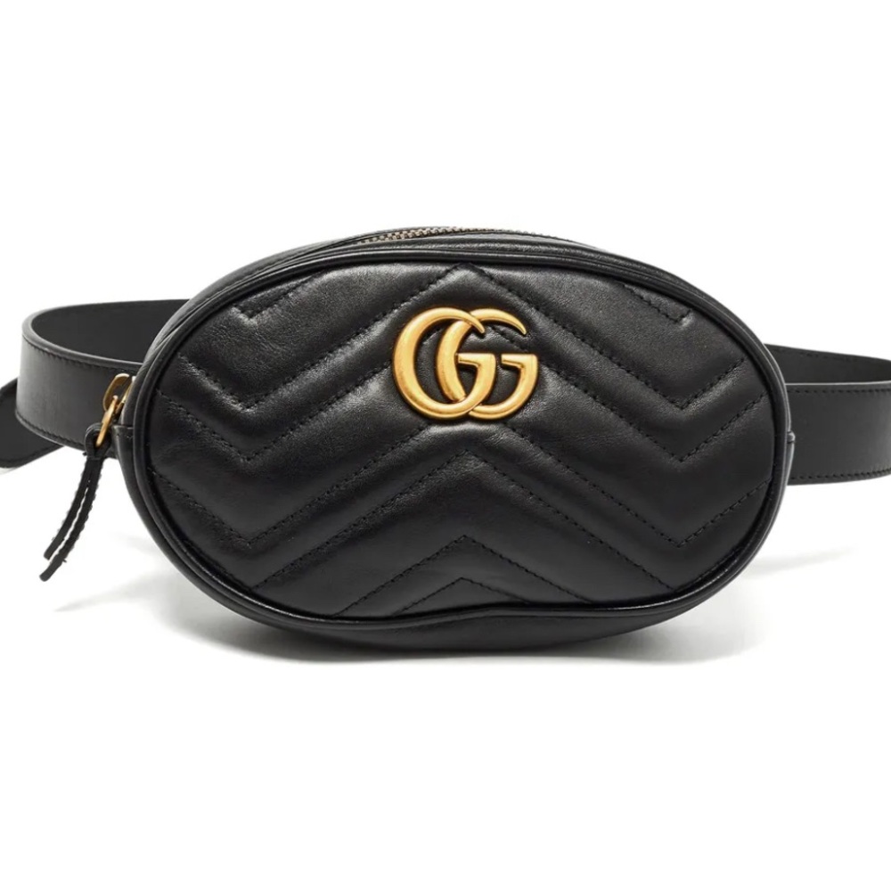 Authentic Gucci Ladies GG Marmont Matelasse Leather Belt Bag Size 85 CM